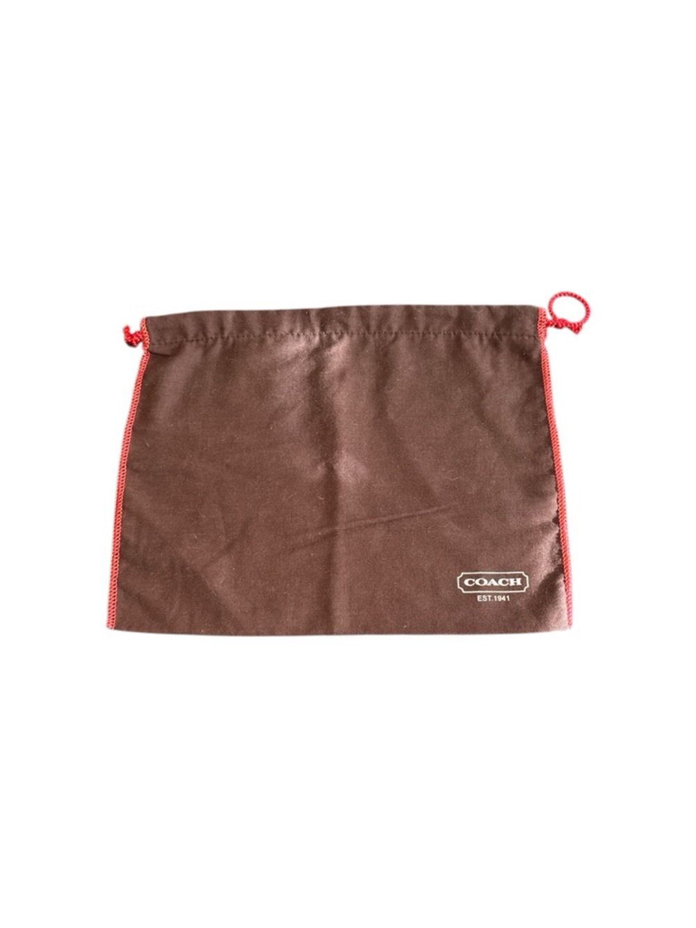 COACH Brown Dust Pouch with Red Trim